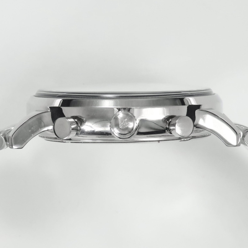 Emporio Armani AR0389 不鏽鋼銀色石英計時男錶，黑色錶盤-7