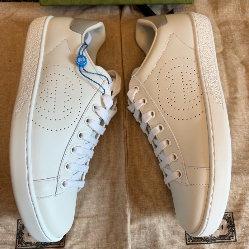 閒置未使用Gucci互扣式大logo灰尾女士小白鞋/板鞋/36.5碼附件：塵袋+盒-2