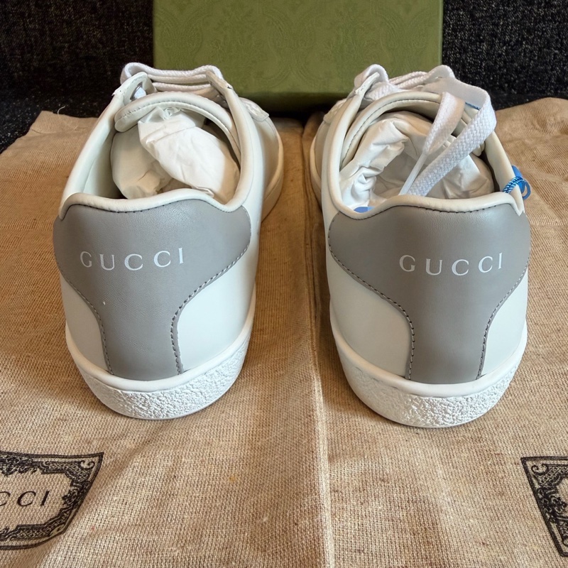 閒置未使用Gucci互扣式大logo灰尾女士小白鞋/板鞋/36.5碼附件：塵袋+盒-3