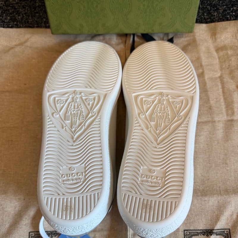閒置未使用Gucci互扣式大logo灰尾女士小白鞋/板鞋/36.5碼附件：塵袋+盒-6