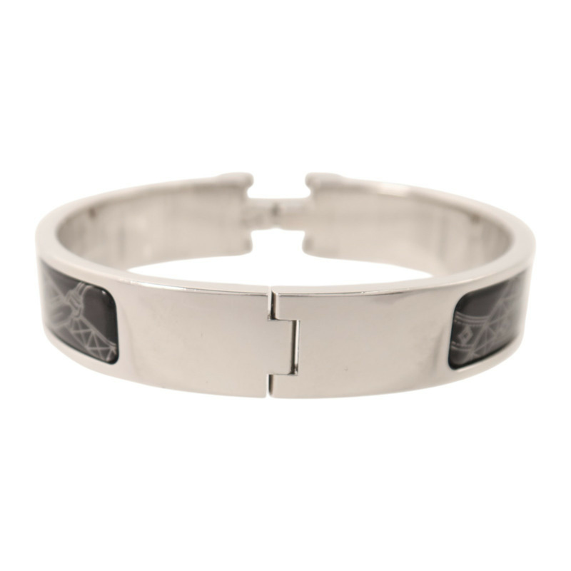 HERMES 金屬/琺瑯Clic H銀扣手鐲-2