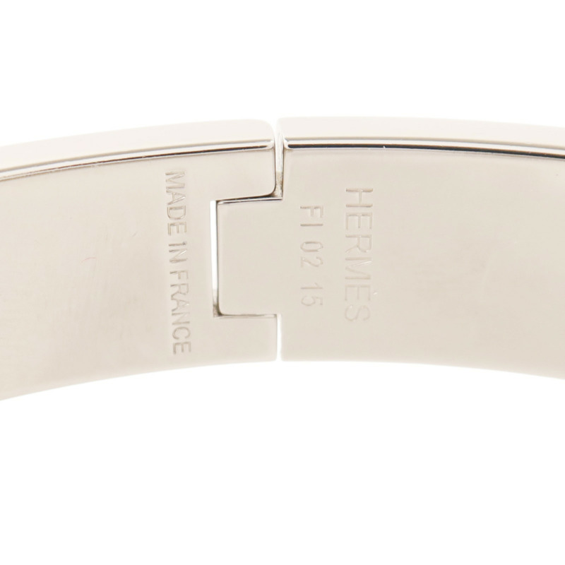 HERMES 金屬/琺瑯Clic H銀扣手鐲-7