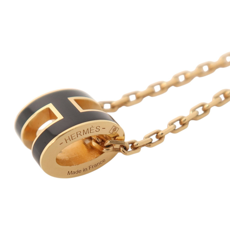 HERMES 金屬/琺瑯Mini Pop H金扣項鏈-5