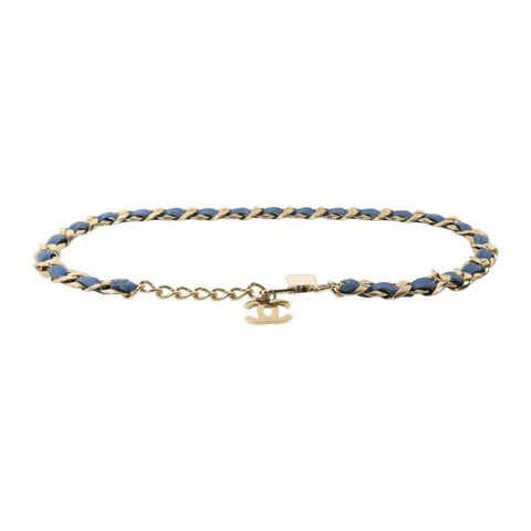 CHANEL 金屬/牛仔布Chain Belt金扣腰帶