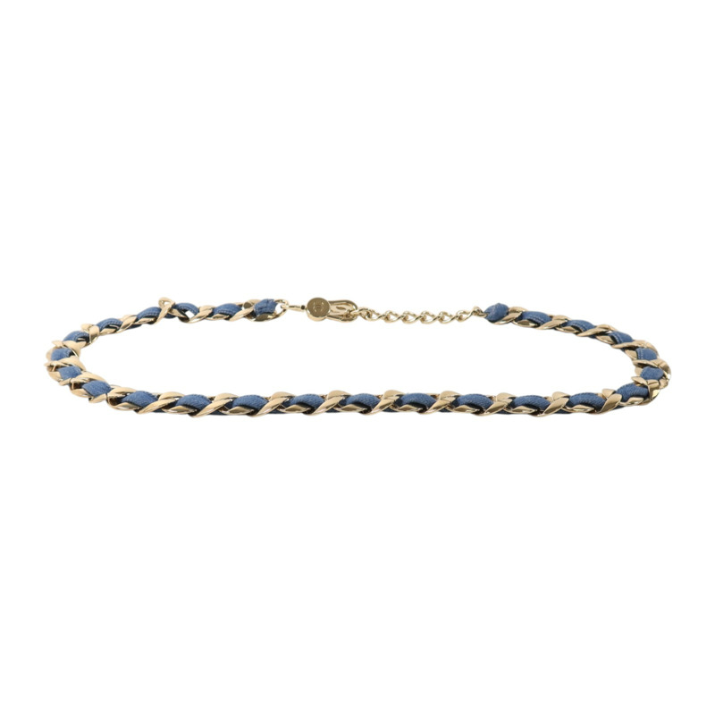 CHANEL 金屬/牛仔布Chain Belt金扣腰帶-1