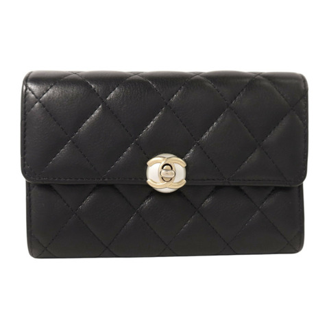 CHANEL 羊皮皮革Wallet金扣長錢包