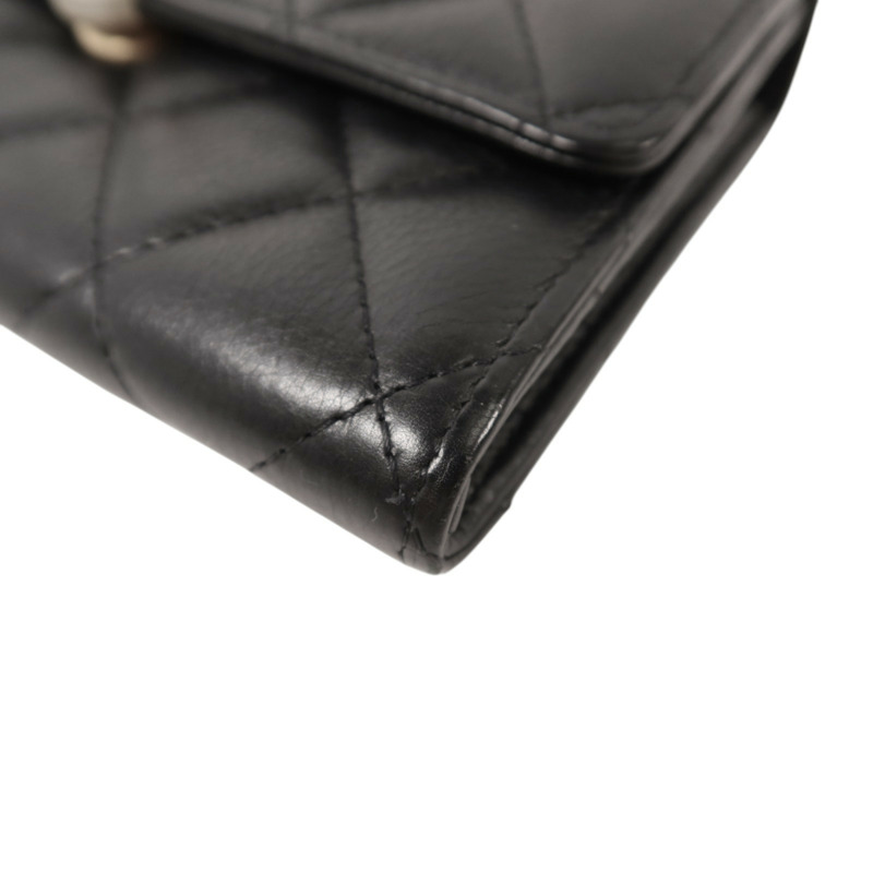 CHANEL 羊皮皮革Wallet金扣長錢包-11