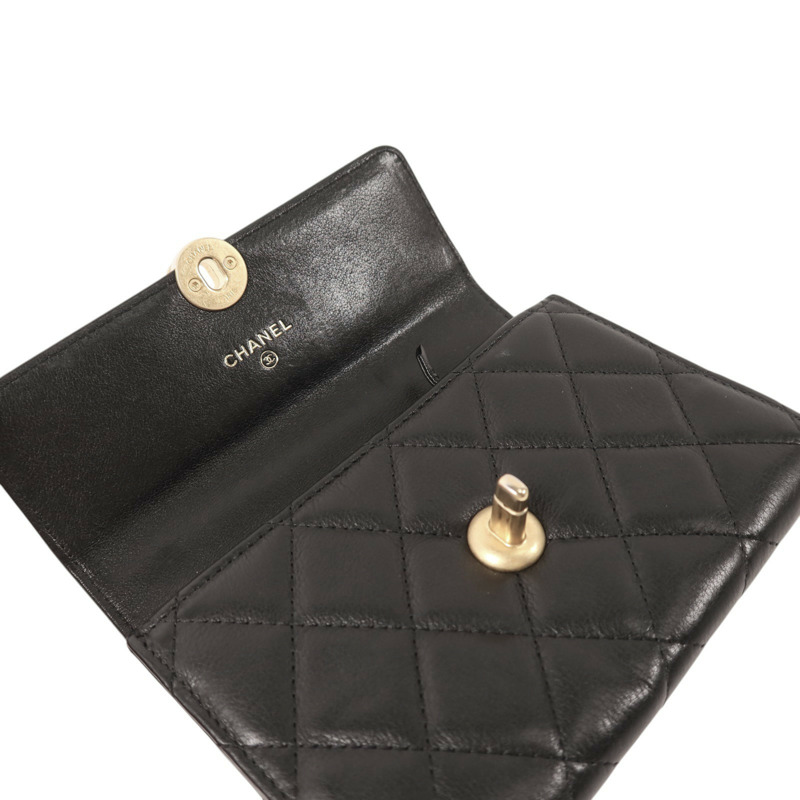 CHANEL 羊皮皮革Wallet金扣長錢包-14