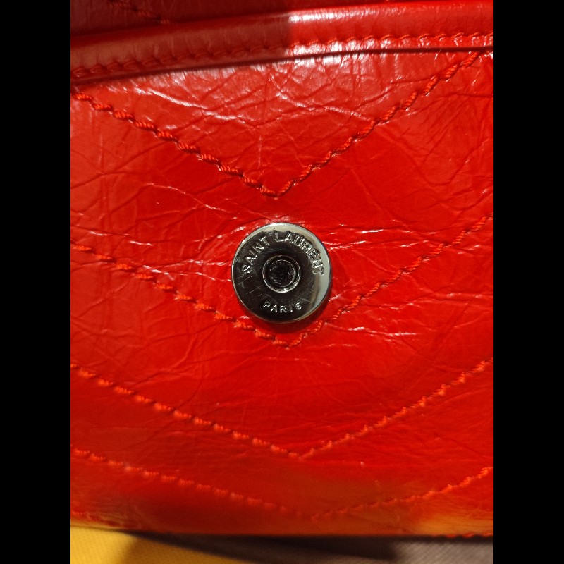 好挖寶｜Saint Laurent YSL Niki Baby 紅色復古皺褶鏈條包 斜背包 肩背包-2