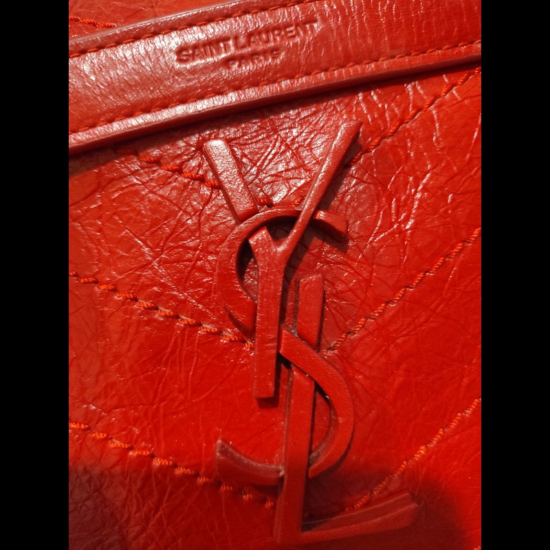 好挖寶｜Saint Laurent YSL Niki Baby 紅色復古皺褶鏈條包 斜背包 肩背包-29