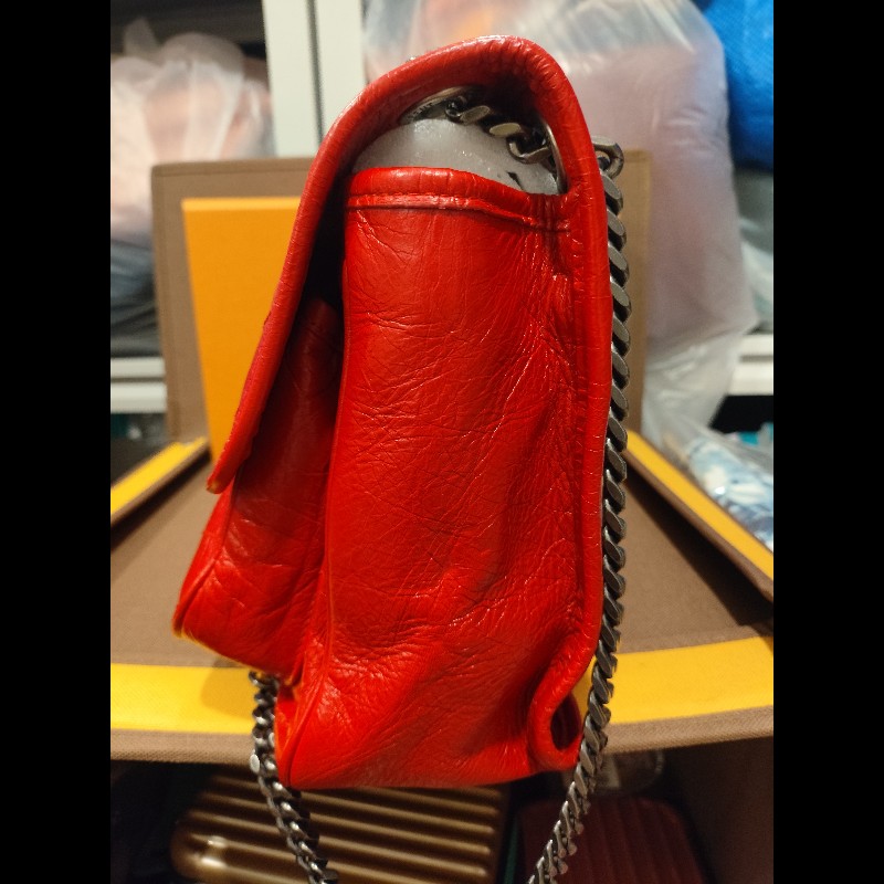 好挖寶｜Saint Laurent YSL Niki Baby 紅色復古皺褶鏈條包 斜背包 肩背包-30