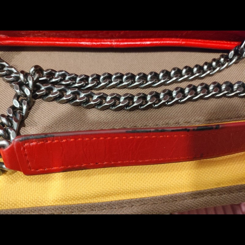 好挖寶｜Saint Laurent YSL Niki Baby 紅色復古皺褶鏈條包 斜背包 肩背包-31