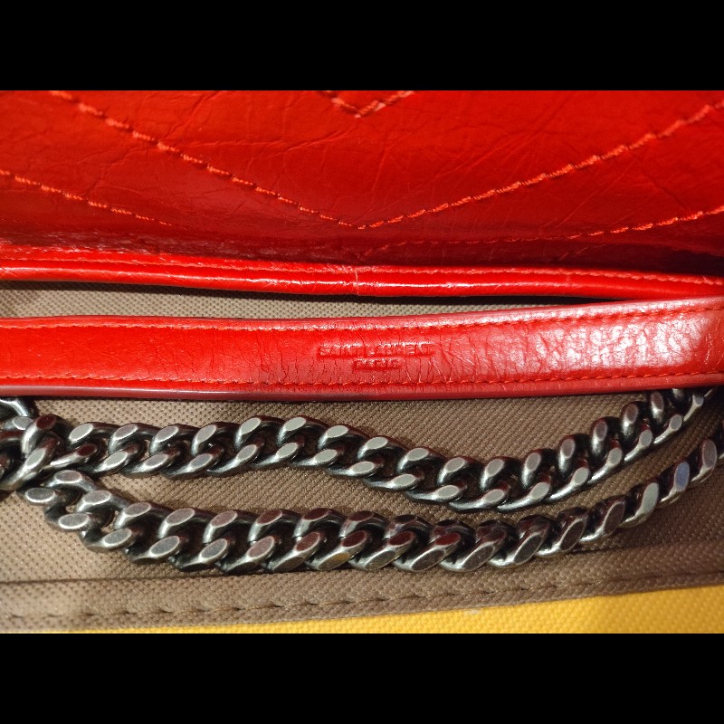 好挖寶｜Saint Laurent YSL Niki Baby 紅色復古皺褶鏈條包 斜背包 肩背包-32