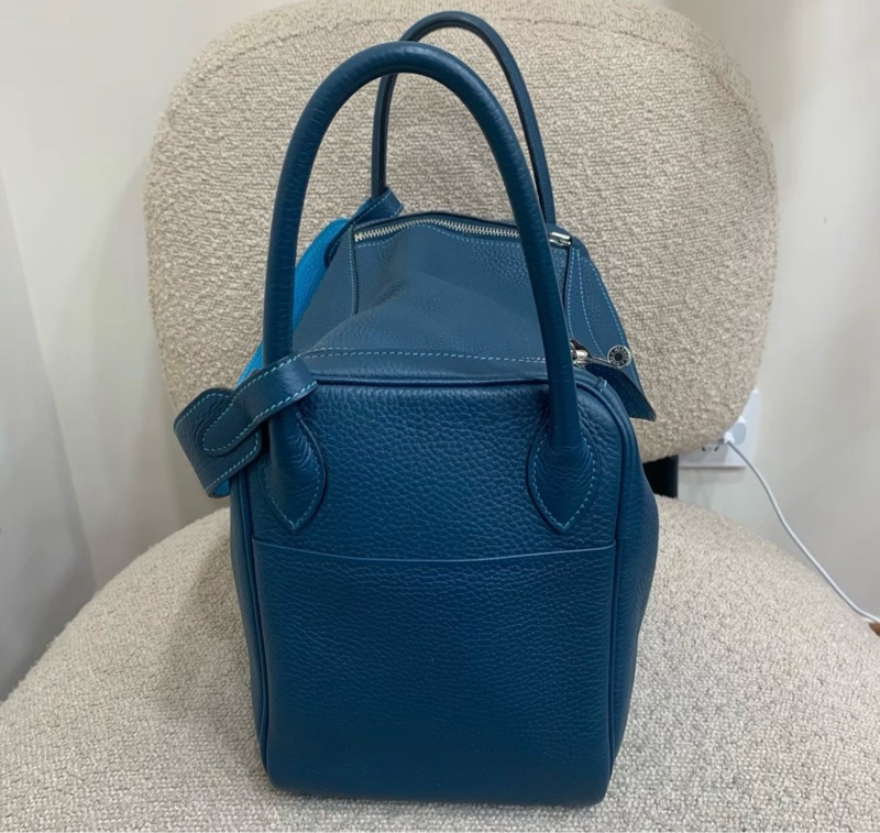 Hermes Lindy30 藍色銀扣 R 14年 鴨子藍拼湖水藍-3