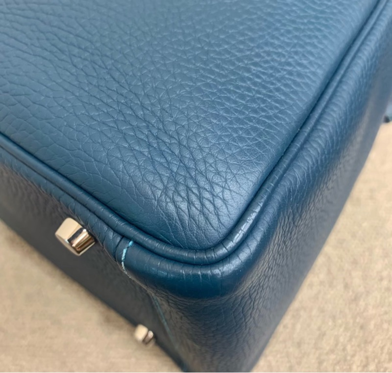 Hermes Lindy30 藍色銀扣 R 14年 鴨子藍拼湖水藍-4