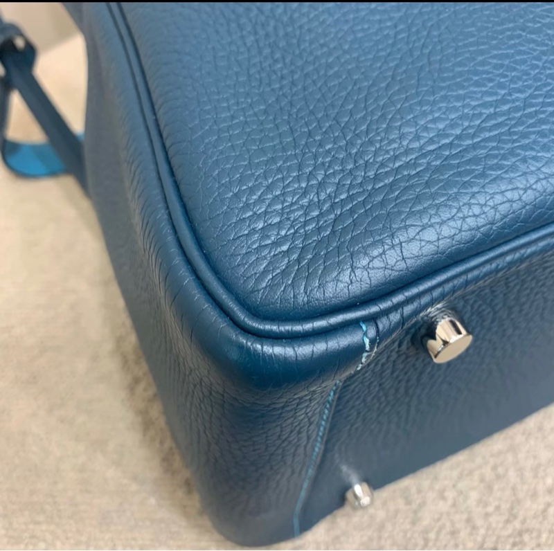 Hermes Lindy30 藍色銀扣 R 14年 鴨子藍拼湖水藍-6