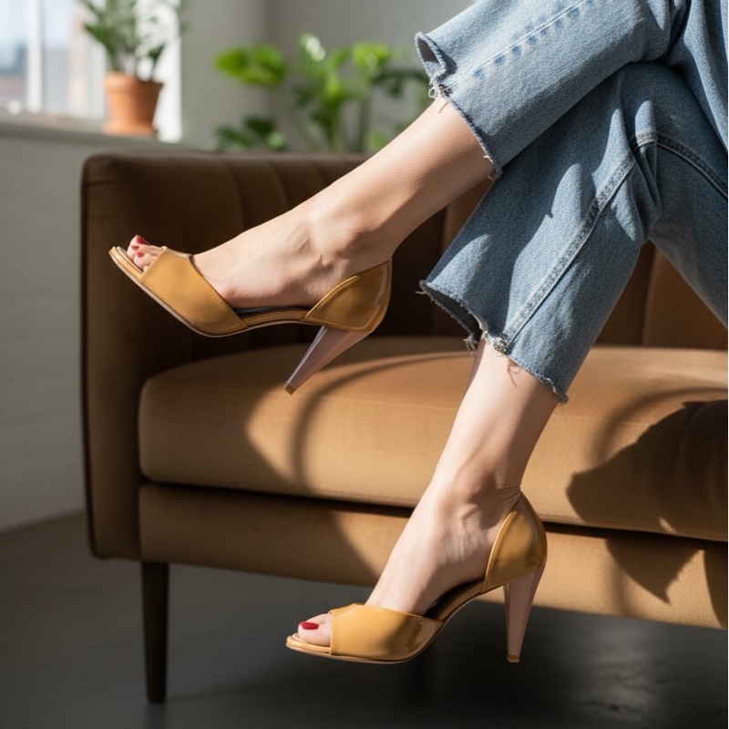 🍒 Chanel 經典焦糖漆皮露趾跟鞋 D'Orsay鞋底無落地 貴氣顯白 size:38/2F260425-1-1