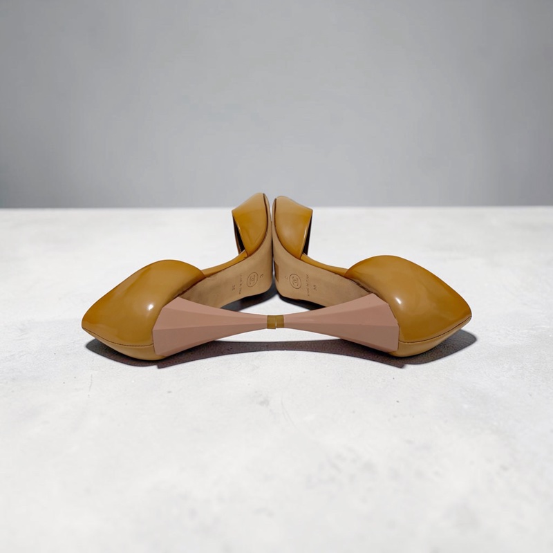 🍒 Chanel 經典焦糖漆皮露趾跟鞋 D'Orsay鞋底無落地 貴氣顯白 size:38/2F260425-1-7