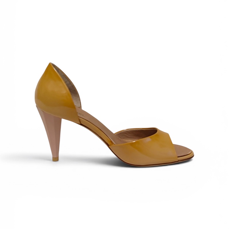 🍒 Chanel 經典焦糖漆皮露趾跟鞋 D'Orsay鞋底無落地 貴氣顯白 size:38/2F260425-1-11