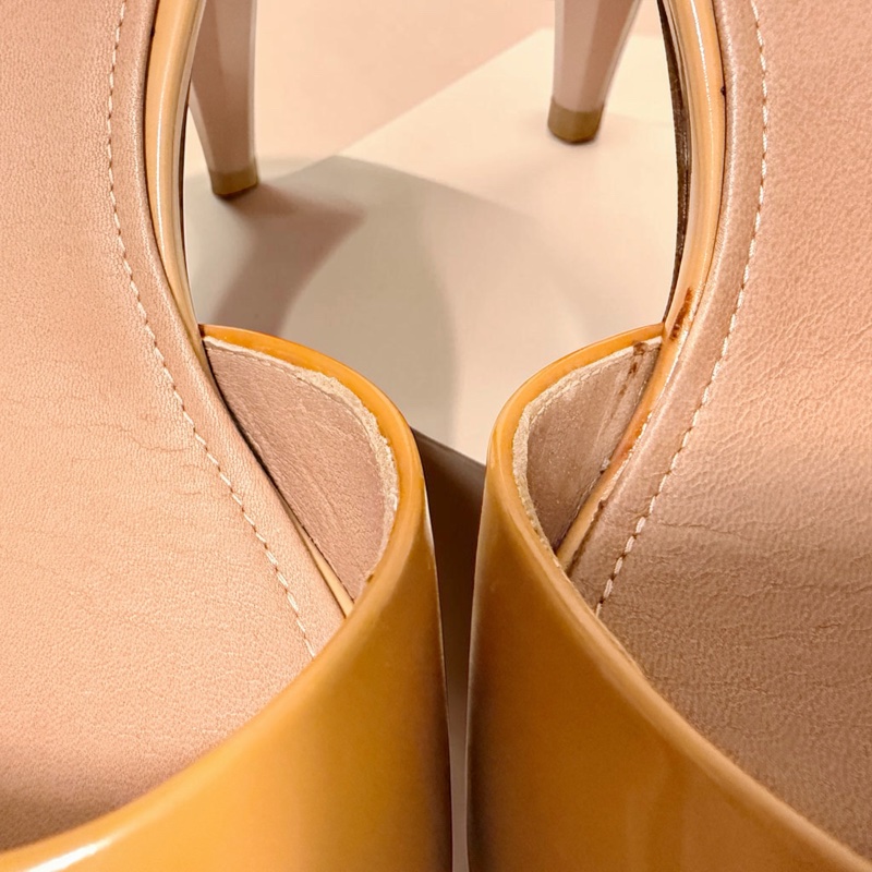 🍒 Chanel 經典焦糖漆皮露趾跟鞋 D'Orsay鞋底無落地 貴氣顯白 size:38/2F260425-1-12