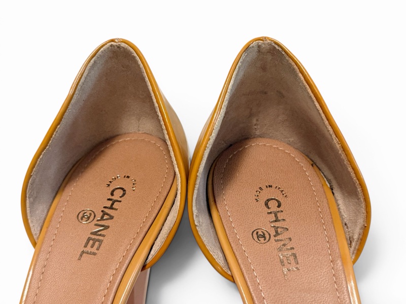 🍒 Chanel 經典焦糖漆皮露趾跟鞋 D'Orsay鞋底無落地 貴氣顯白 size:38/2F260425-1-13