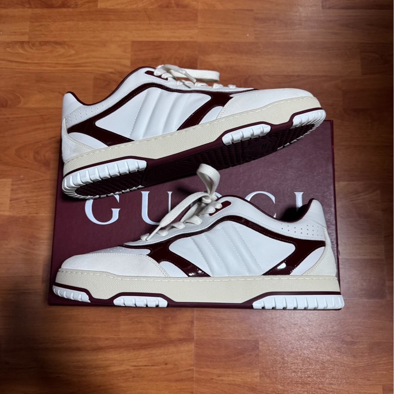 GUCCI正品古馳Re-Web厚底低幫板鞋 男款 白色 46.5碼-0