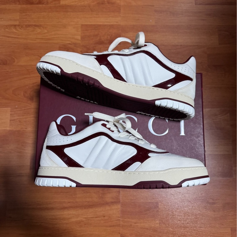 GUCCI正品古馳Re-Web厚底低幫板鞋 男款 白色 46.5碼-1