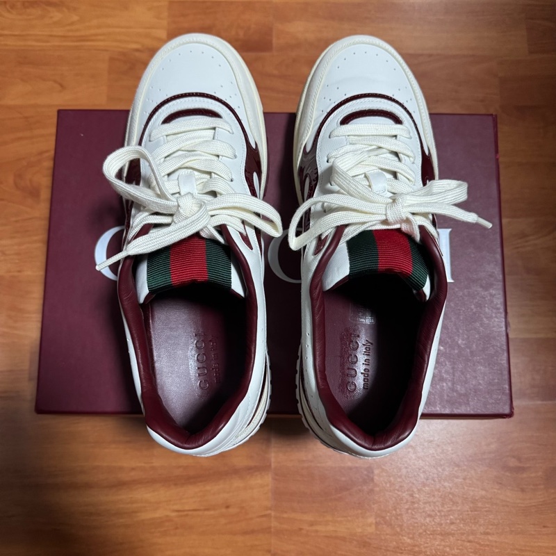 GUCCI正品古馳Re-Web厚底低幫板鞋 男款 白色 46.5碼-3