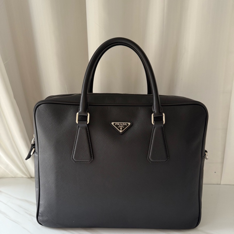 普拉達 Prada 黑色 正標 男士公文包 附件 🈚-0