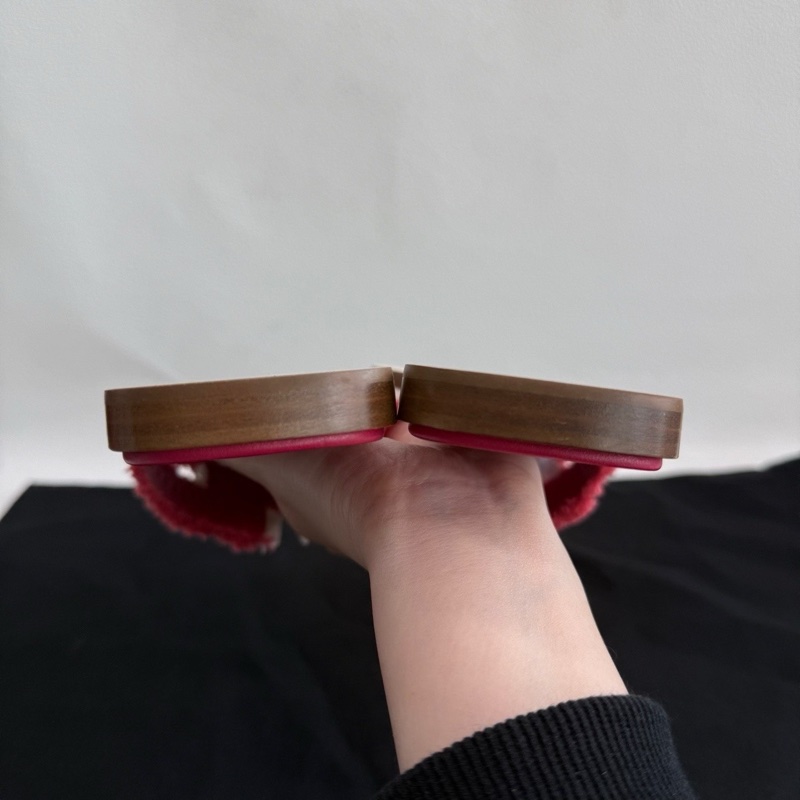 HERMES愛馬仕 Oran 帆布 一字拖鞋 流蘇粉色拖鞋 36碼-5