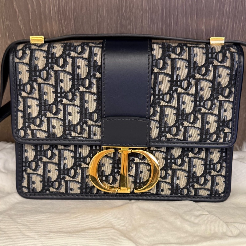 Dior 迪奧 蒙田 黑色老花滿印刺繡帆布金扣單肩包斜挎包 底長24 19年編碼+芯片 有塵袋 。-0