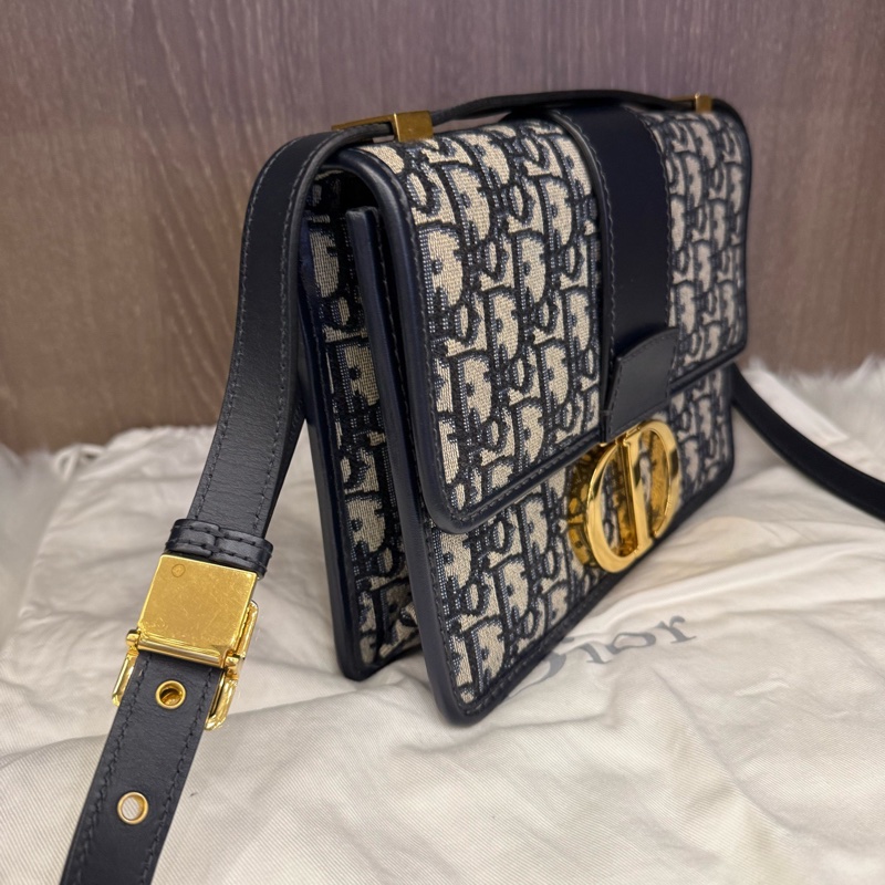 Dior 迪奧 蒙田 黑色老花滿印刺繡帆布金扣單肩包斜挎包 底長24 19年編碼+芯片 有塵袋 。-2