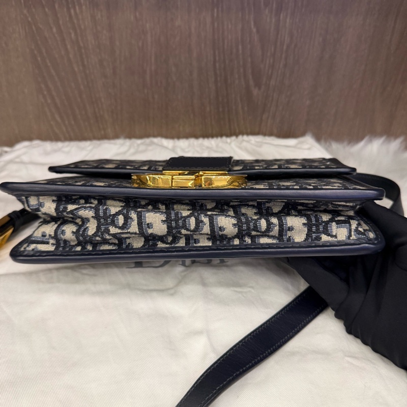 Dior 迪奧 蒙田 黑色老花滿印刺繡帆布金扣單肩包斜挎包 底長24 19年編碼+芯片 有塵袋 。-4