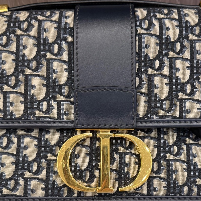 Dior 迪奧 蒙田 黑色老花滿印刺繡帆布金扣單肩包斜挎包 底長24 19年編碼+芯片 有塵袋 。-7