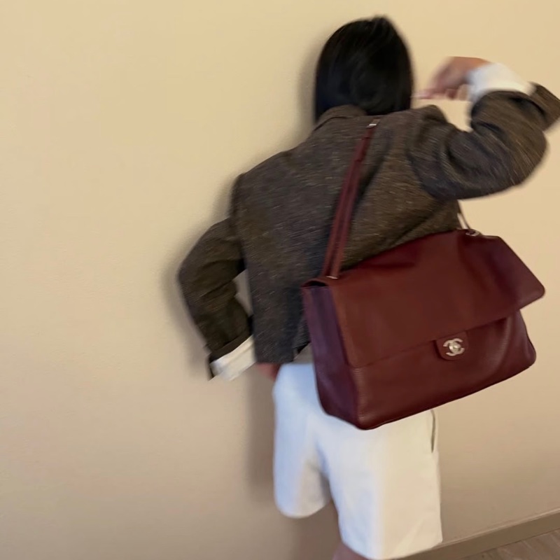 Chanel香奈兒26S酒紅色銀扣超大CF 38.5-2