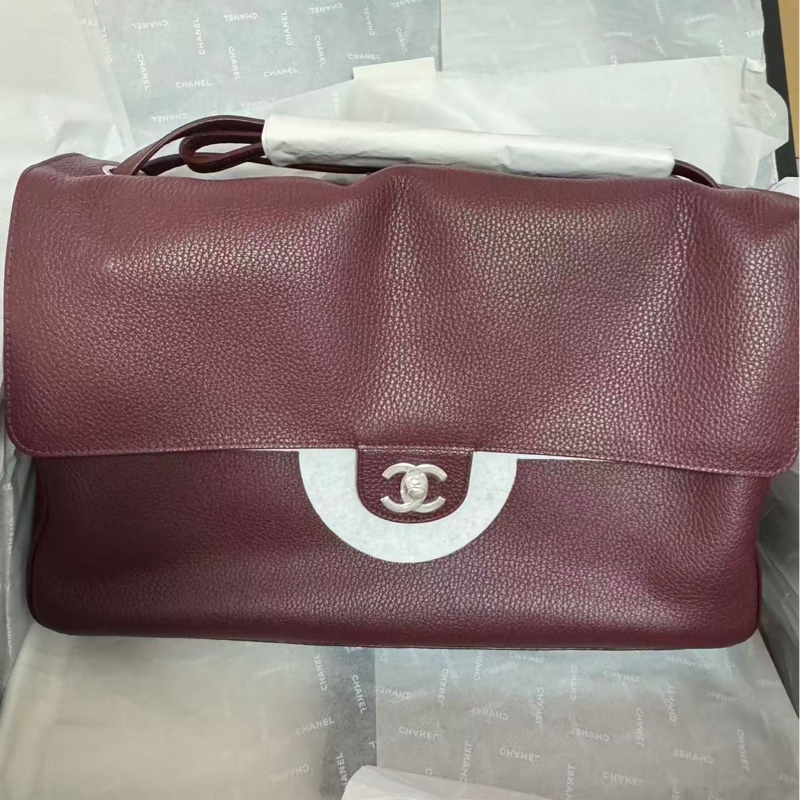 Chanel香奈兒26S酒紅色銀扣超大CF 38.5-4