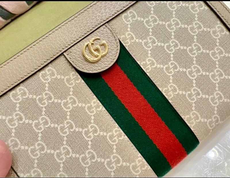 絕美超低價Gucci ophidia 系列 GG logo 織帶皮革磁扣肩背斜背包-1