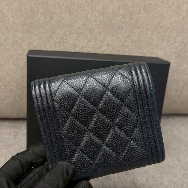 香奈兒BOY黑金三折錢包-4