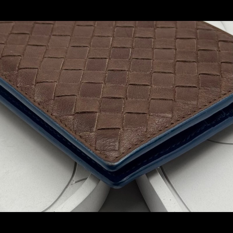 BOTTEGA VENETA BV經典編織小羊皮咖啡色撞色短夾-15