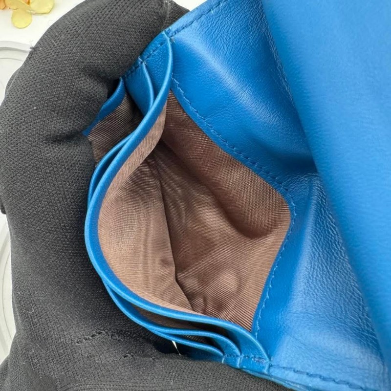 BOTTEGA VENETA BV 編織小羊皮對開拉鍊藍色短夾-19