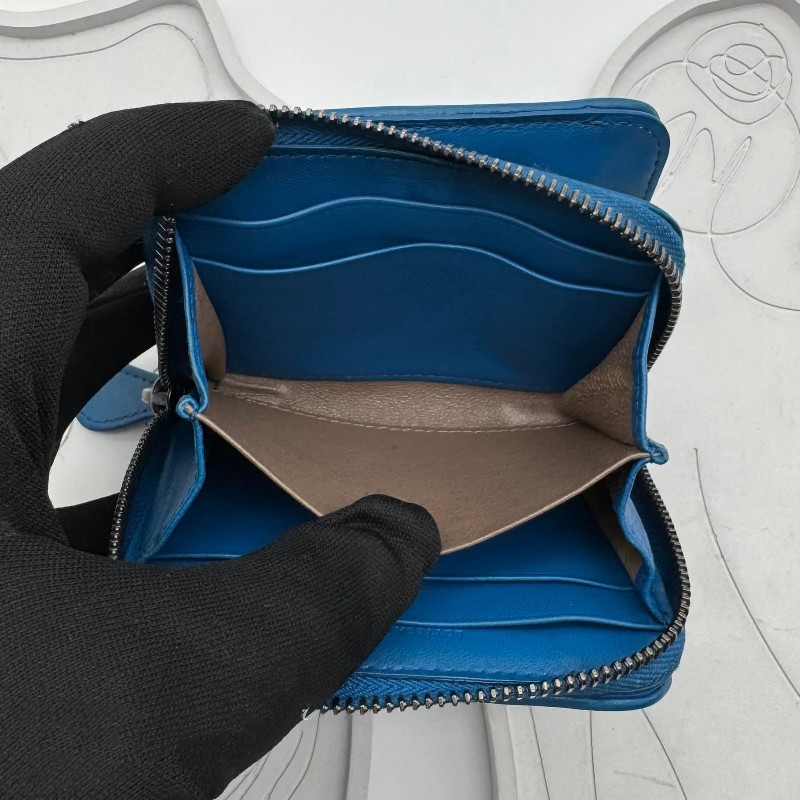 BOTTEGA VENETA BV 編織小羊皮對開拉鍊藍色短夾-21