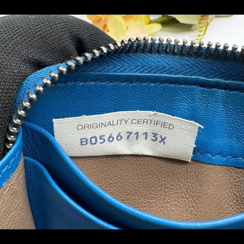 BOTTEGA VENETA BV 編織小羊皮對開拉鍊藍色短夾-27