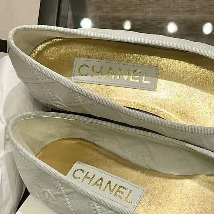 閒置未使用 Chanel香奈兒淺藍色蝴蝶結芭蕾休閒單鞋36.5碼 S印-3