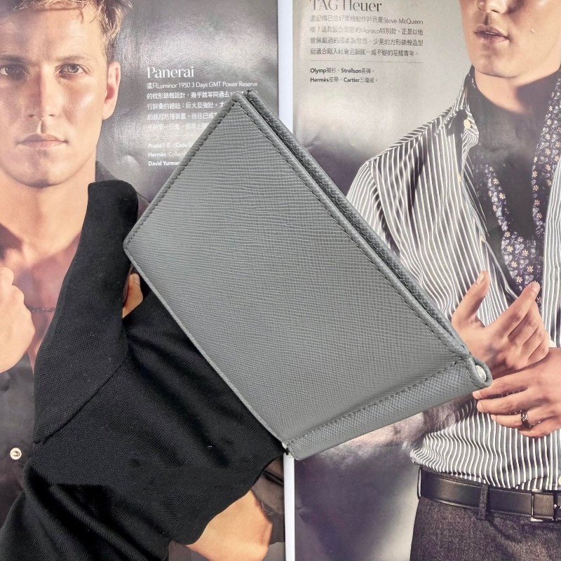 PRADA Saffiano 十字紋防刮牛皮鈔票夾短夾-9