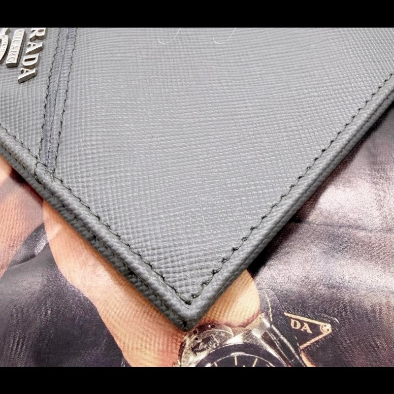 PRADA Saffiano 十字紋防刮牛皮鈔票夾短夾-14