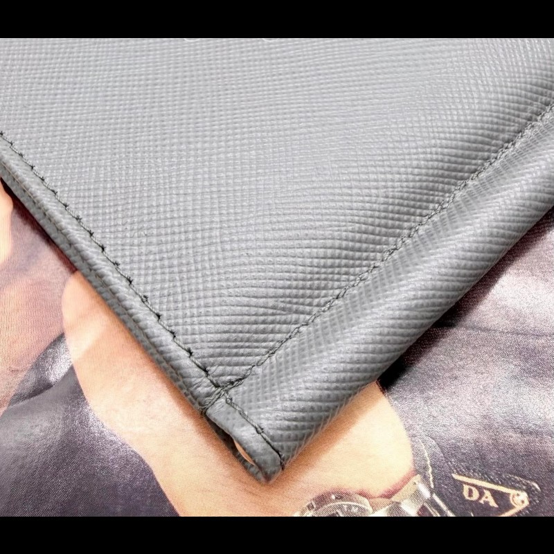 PRADA Saffiano 十字紋防刮牛皮鈔票夾短夾-15