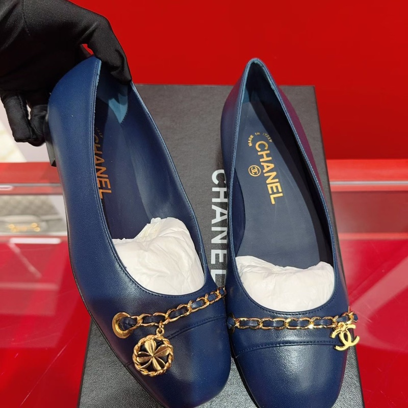 閒置未使用 chanel香奈兒 四葉草藍色芭蕾舞鞋 35.5碼S印-1
