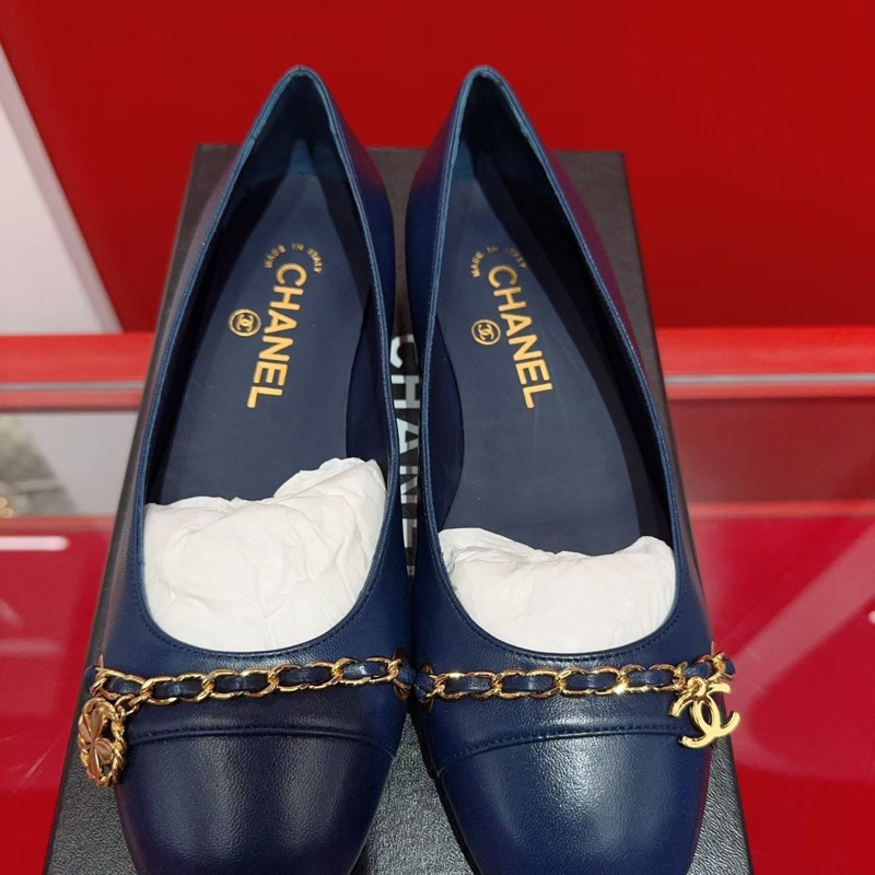 閒置未使用 chanel香奈兒 四葉草藍色芭蕾舞鞋 35.5碼S印-3