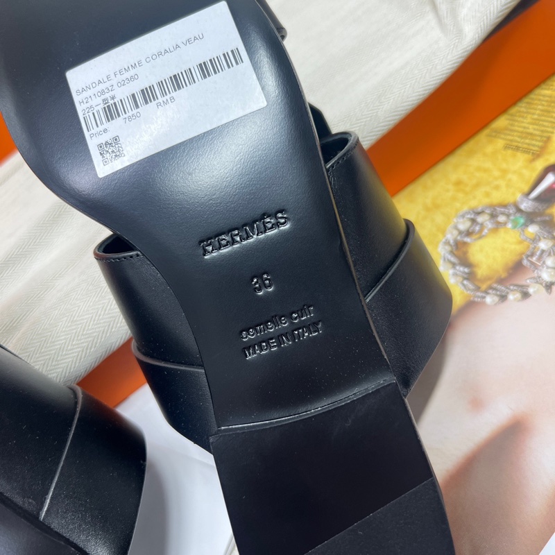 Hermes • 黑銀流蘇H釦拖鞋 全配有盒✔️-8