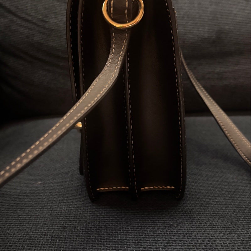 甜售HERMES愛馬仕ROULIS 23 豬鼻子方形斜背包 黑灰+淡金釦 x刻-13